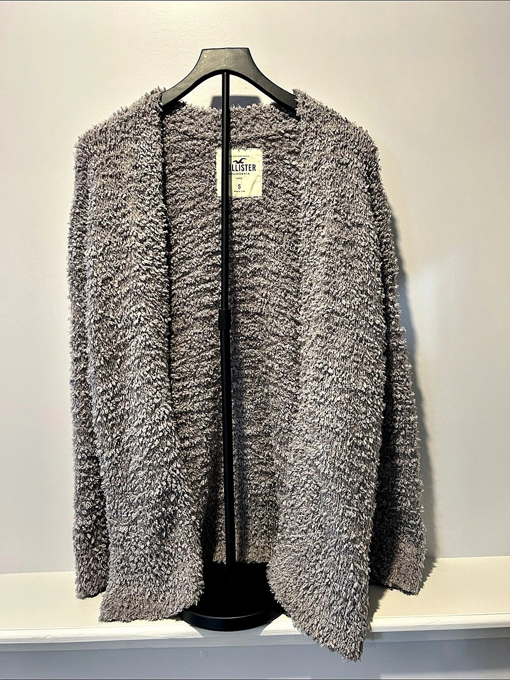 Hollister Textured Open Front Cardigan in Gray Size Small